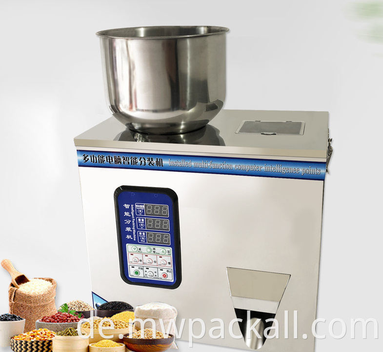 Automatischer Flaschenbeutel Pulverfüller Partikel Tee Zuckersamen Körner Pulver Wiegen Abfüllmaschine